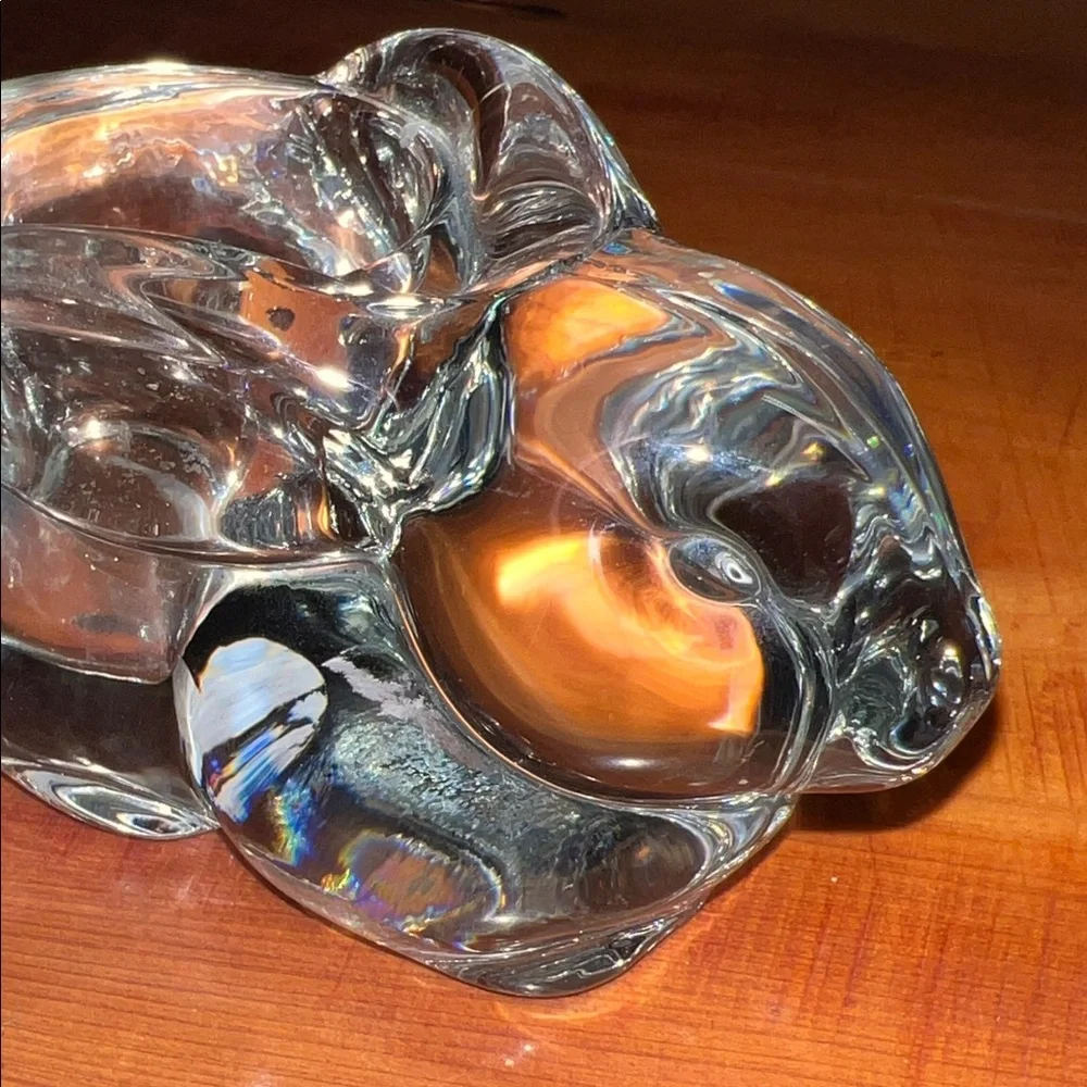Vintage Indiana Glass Clear Bunny Rabbit Votive Candle Holder